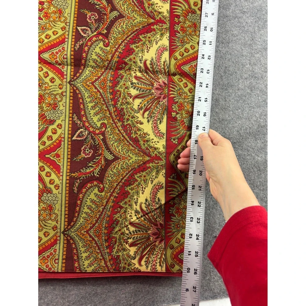 Pottery Barn Red Gold‎ Paisley Table Runner 20x108 Linen Blend Cotton Backed